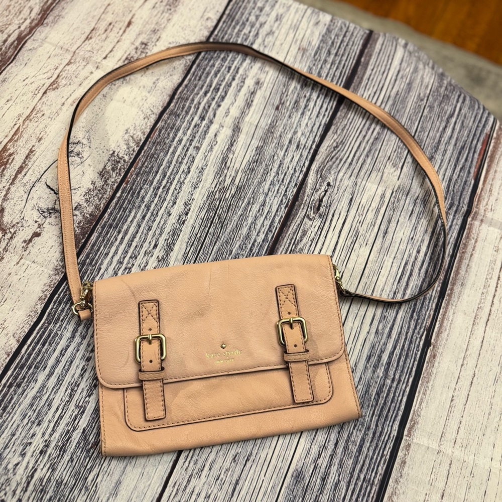 Women Kate Spade Light Pink Leather Cross Body Bag Allen Street Neil